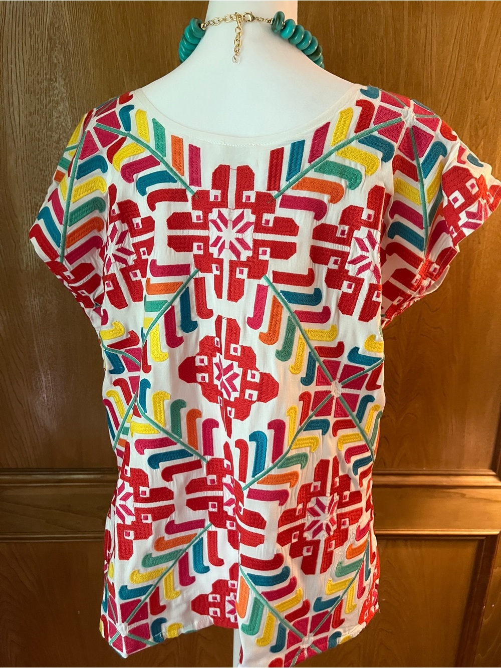 Sz M J Marie Mexican Embroidered Colorful Shirt - Picture 8 of 11